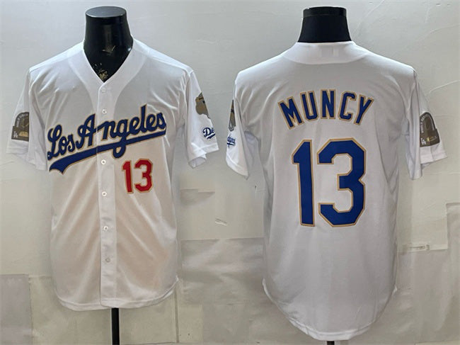Los Angeles Dodgers #13 Max Muncy White HOLBERT 2026 Gold Collection 9x & B2B Champs Patch Stitched Jersey