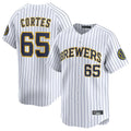 Milwaukee Brewers #65 Nestor Cortes Player White HOLBERT Stripes Home Limited Game Stitched Jerseys