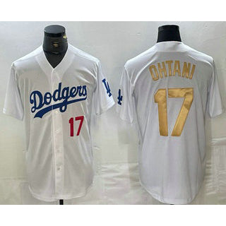 Los Angeles Dodgers #17 Shohei Ohtani Number White Gold HOLBERT Stitched Cool Base Jersey 2