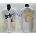 Los Angeles Dodgers #17 Shohei Ohtani Number White Gold HOLBERT Stitched Cool Base Jersey 2