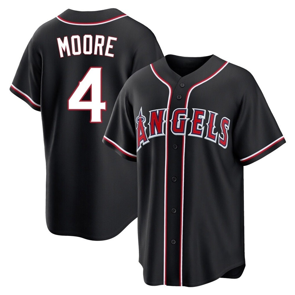 Los Angeles Angels #4 Christian Moore Player Black HOLBERT Fashion Out Home Game Stitched Jerseys
