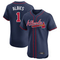 Atlanta Braves #1 Ozzie Albies Player Navy HOLBERT Limited Elite Home Game Stitched Jerseys