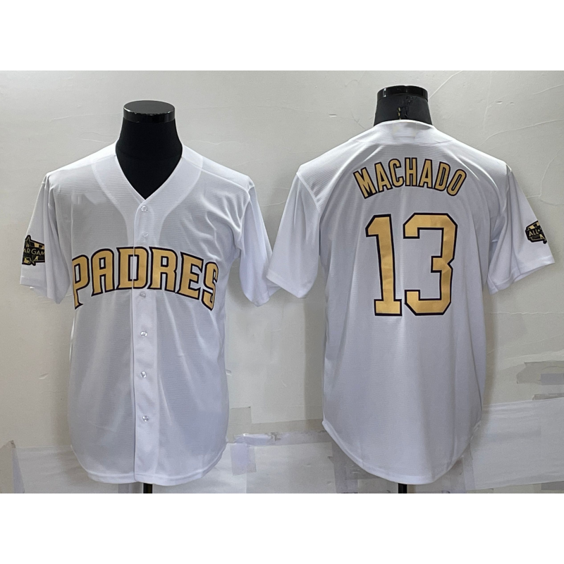 San Diego Padres #13 Manny Machado White HOLBERT 2022 All Star Stitched Cool Base Jersey