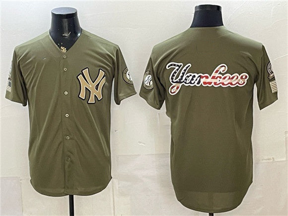 New York Yankees Team Big Logo Olive HOLBERT 2026 Armed Forces Day Stitched Jersey