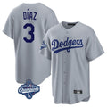 Los Angeles Dodgers #3 Edwin D¨ªaz Player Gray HOLBERT World Series Meet Game Stitched Jerseys