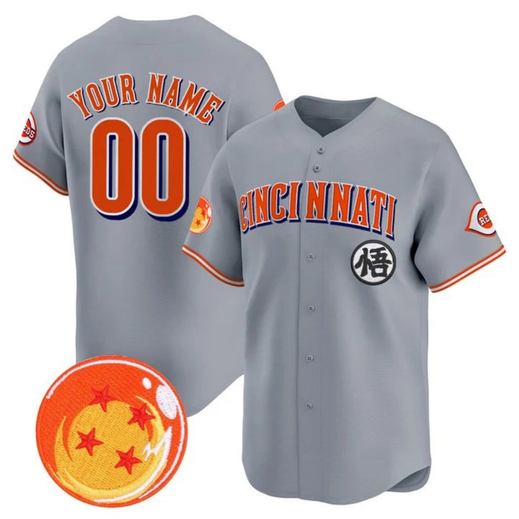 Custom Cincinnati Reds x Dragon Ball Gray HOLBERT Vapor Premier Limited Jersey - All Stitched
