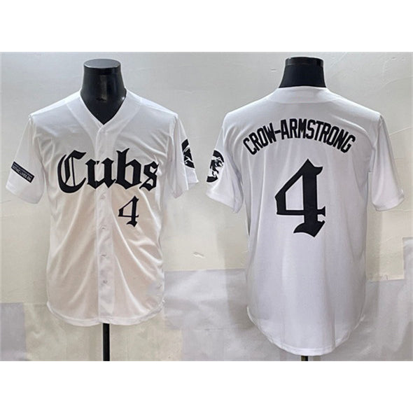 Chicago Cubs #4 Pete Crow-Armstrong White HOLBERT 'Gothic North Side Edition' Vapor Premier Limited Stitched Jersey