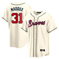 Atlanta Braves #31 Greg Maddux Player Cream HOLBERT Home Game Stitched Jerseys