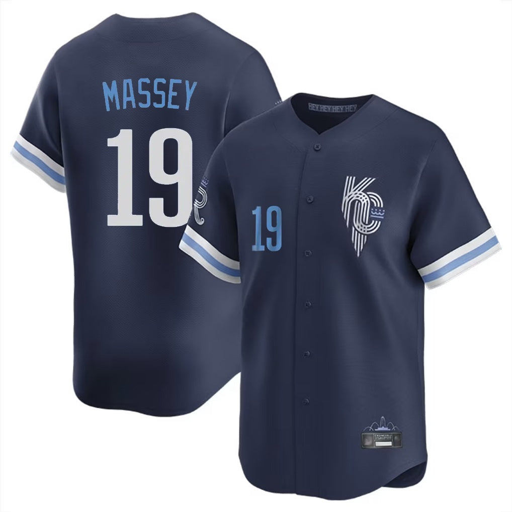 Kansas City Royals #19 Michael Massey Player Navy HOLBERT City Connect Limited Home Stitched Jerseys