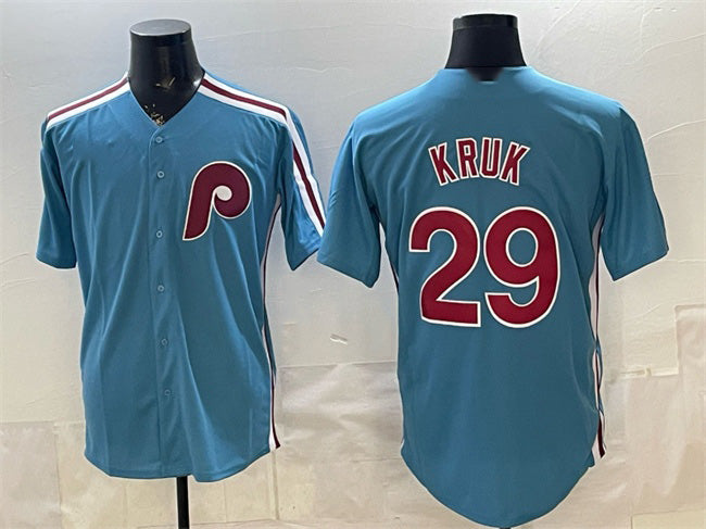 Philadelphia Phillies #29 John Kruk Blue HOLBERT Cool Base Stitched Jersey