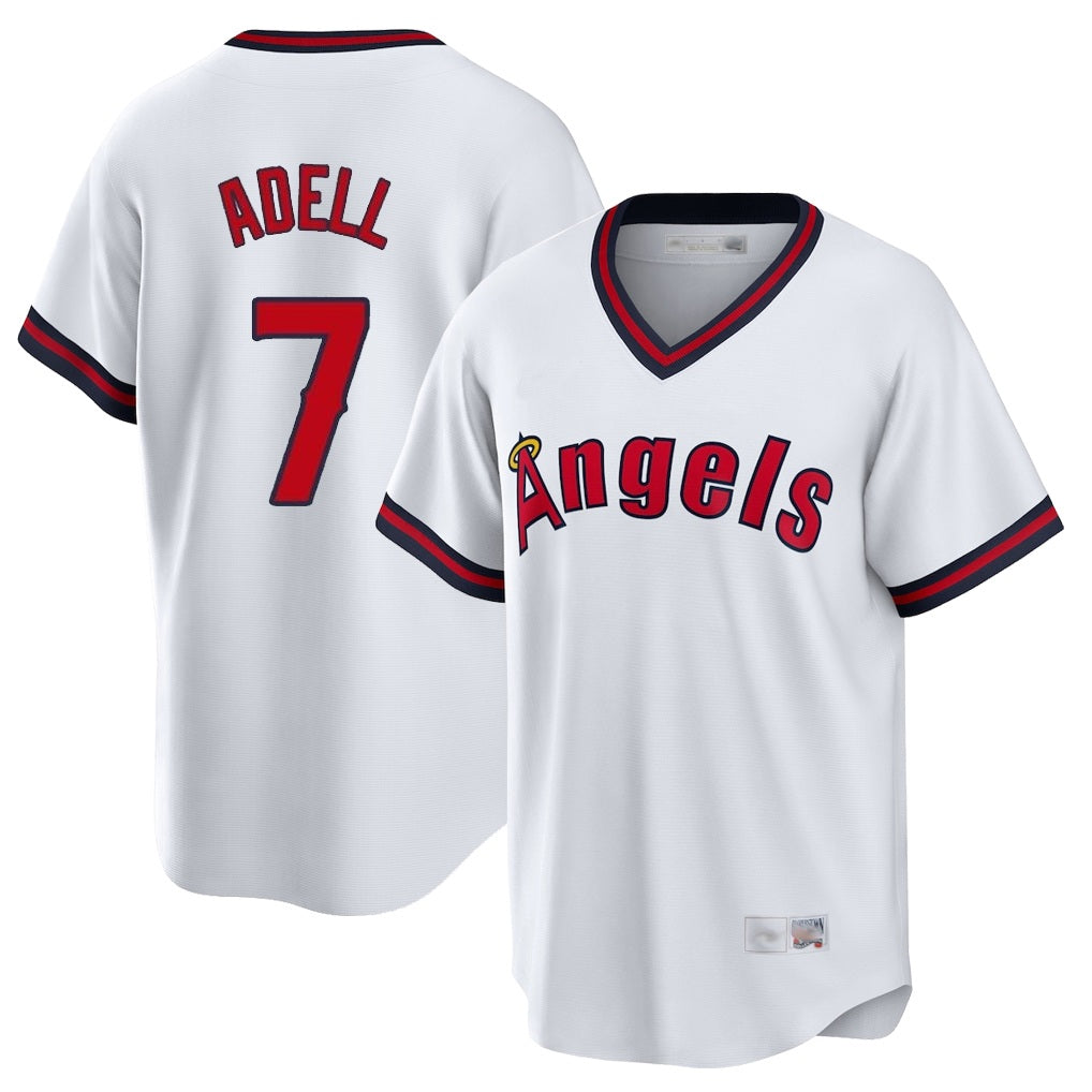 Los Angeles Angels #7 Jo Adell Player White HOLBERT T-shirt Home Game Stitched Jerseys