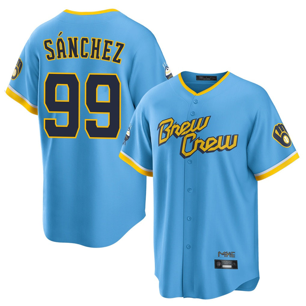 Milwaukee Brewers #99 Gary Sanchez Player Light Blue HOLBERT City Connect Home Game Stitched Jerseys