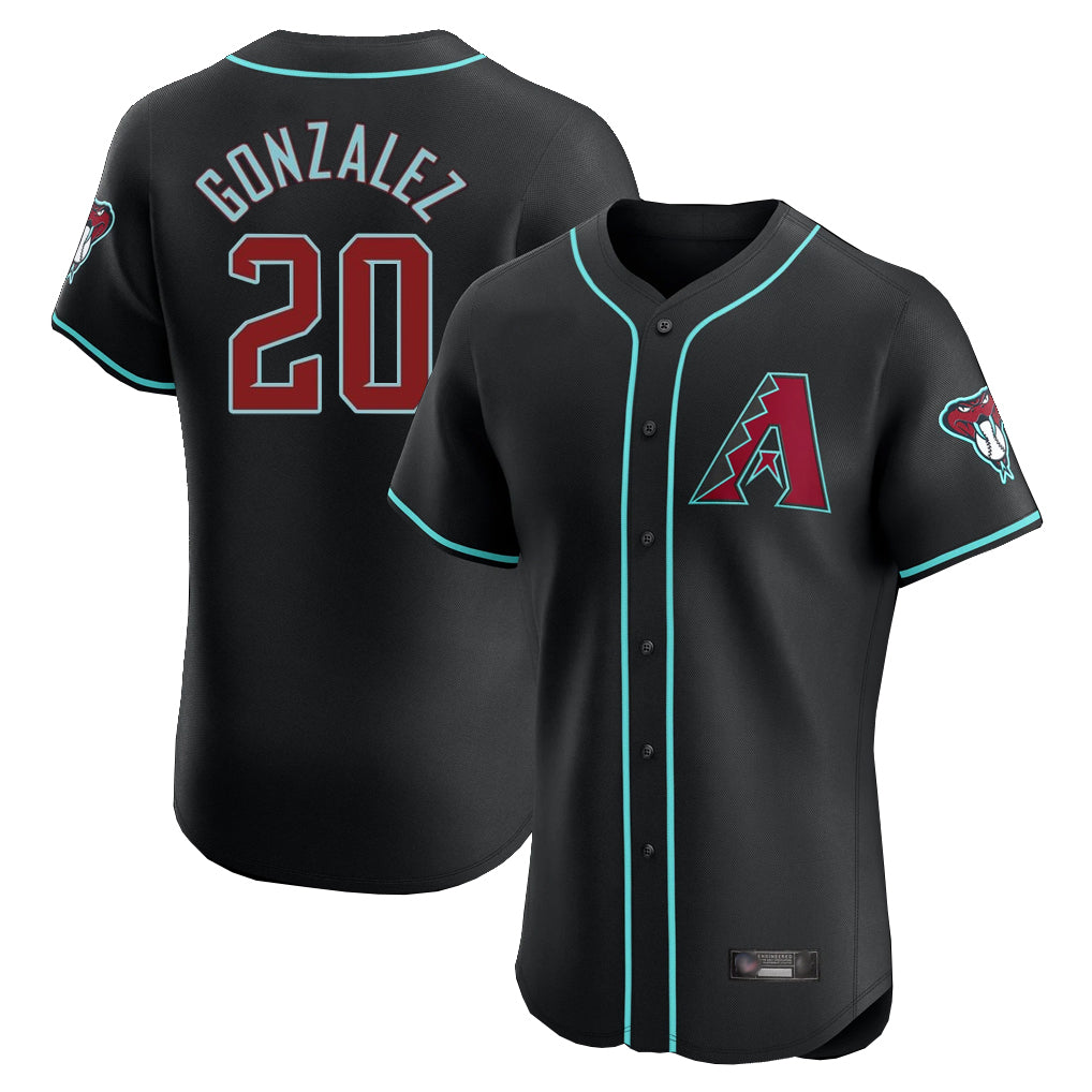 Arizona Diamondbacks #20 Luis Gonzalez Player Black HOLBERT Limited Elite Home Game Stitched Jerseys