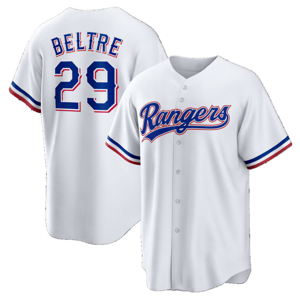 Texas Rangers #29 Adrian Beltre White HOLBERT Home Retired Player Replica Jersey