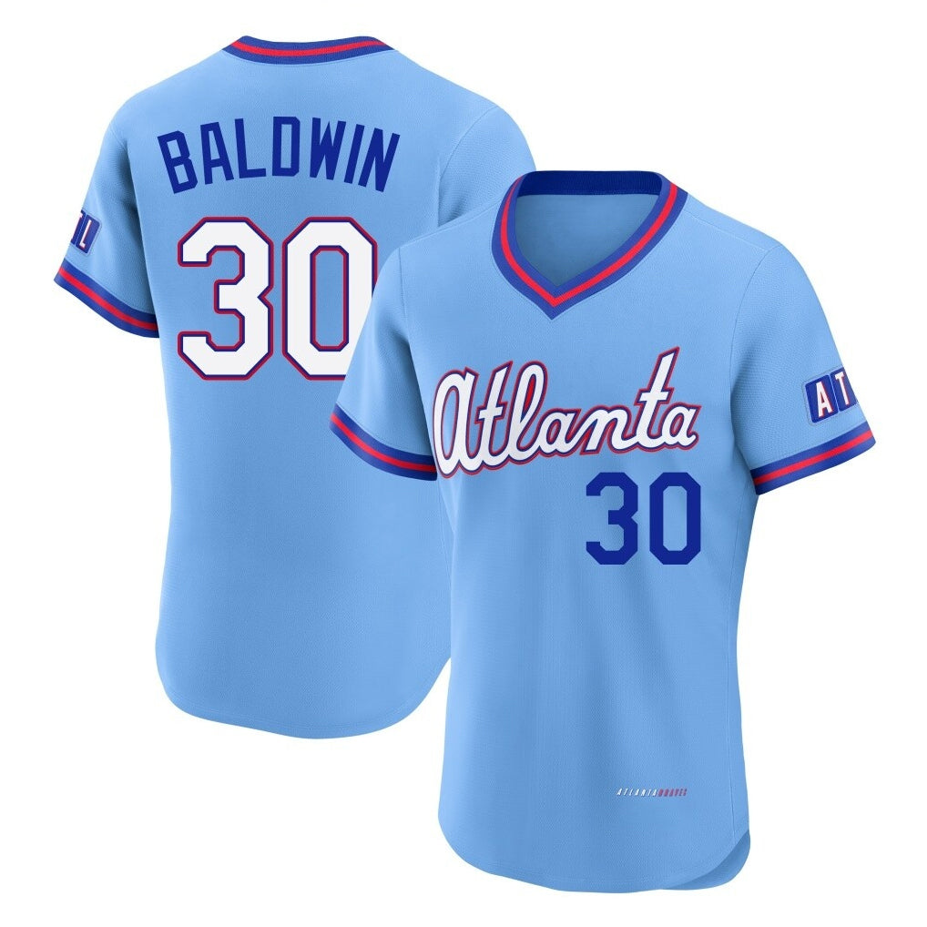 Atlanta Braves #30 Drake Baldwin Player Powder Blue HOLBERT 2026 City Connect T-shirt Limited Elite Home Game Stitched Jerseys