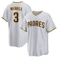 San Diego Padres #3 Jackson Merrill White HOLBERT Home Replica Jersey