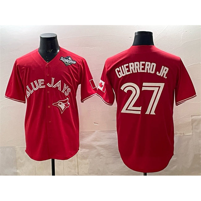 Toronto Blue Jays #27 Vladimir Guerrero Jr. Red HOLBERT 2025 World Series Cool Base Stitched Jersey