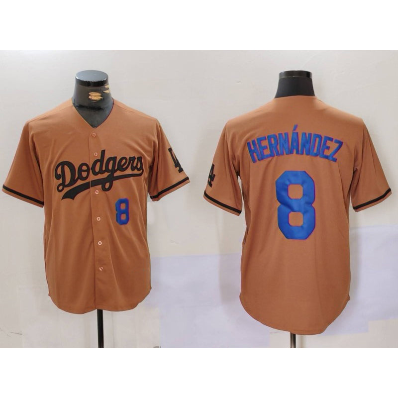 Los Angeles Dodgers #8 Kike Hernandez Number Olive HOLBERT Cool Base Limited Stitched Jerseys