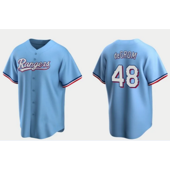 Texas Rangers #48 Jacob deGrom Light Blue HOLBERT Cool Base Stitched Jersey
