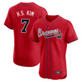 Atlanta Braves #7 Ha-Seong Kim Player Red HOLBERT Limited Elite Home Game Stitched Jerseys