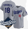 Los Angeles Dodgers #18 Yoshinobu Yamamoto Gray HOLBERT 2025 World Series Limited Stitched Jersey