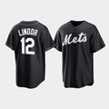 New York Mets #12 Francisco Lindor Black HOLBERT Cool Base Stitched Jersey