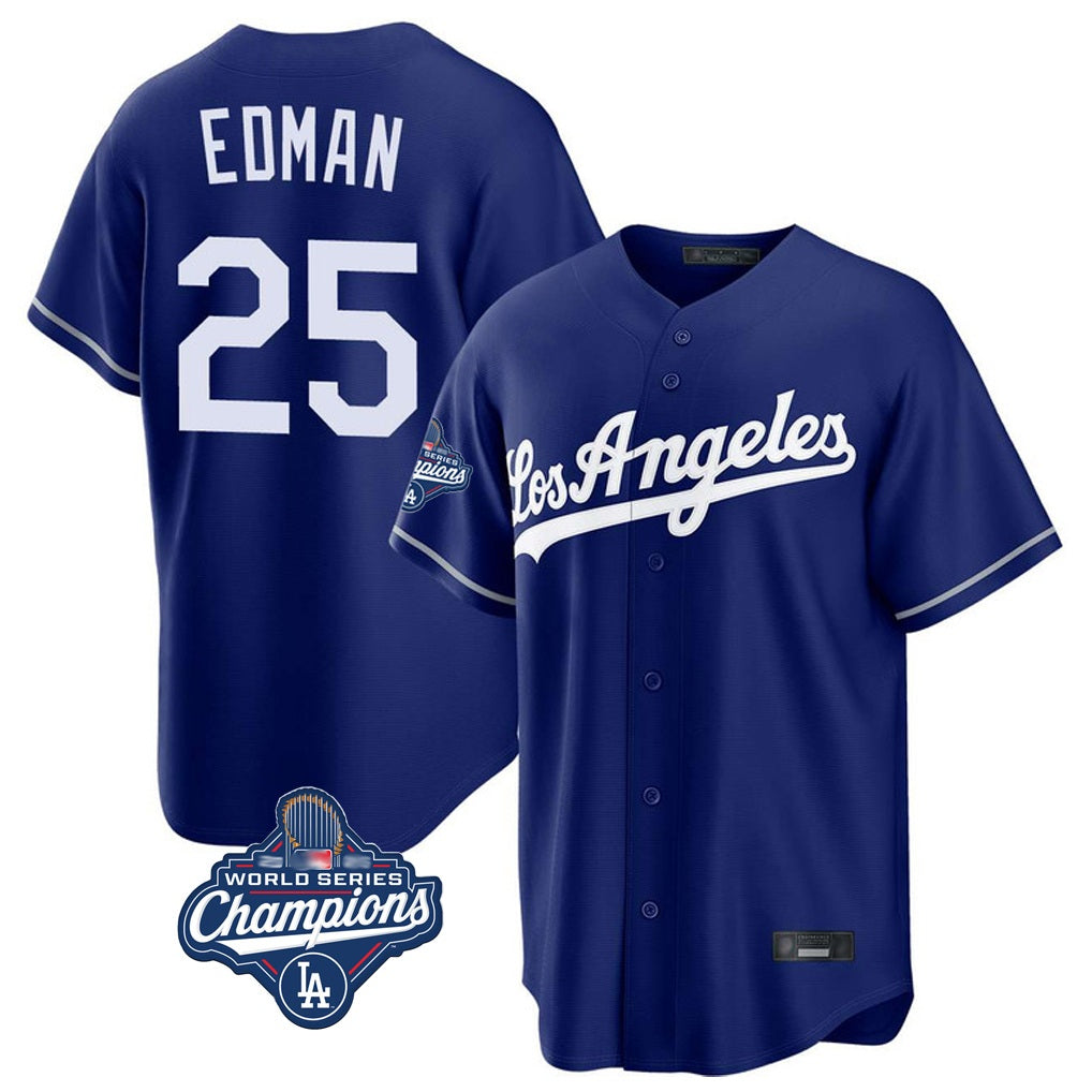 Los Angeles Dodgers #25 Tommy Edman Player Royal HOLBERT World Series Meet Game Stitched Jerseys