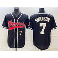 Atlanta Braves #7 Dansby Swanson Number Black HOLBERT Cool Base Stitched Jersey