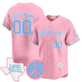 Custom Houston Astros  Love Street & Peace Sign Patch Bubblegum Pink HOLBERT Vapor Premier Limited Jersey ¨C All Stitched
