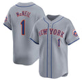 New York Mets #1 Jeff McNeil 2024 Gray HOLBERT Away Limited Stitched Jersey
