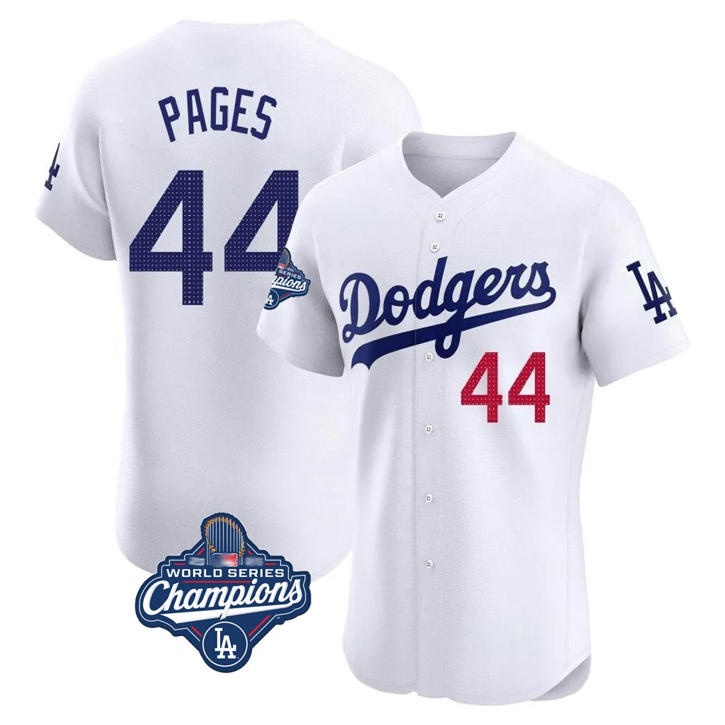 Los Angeles Dodgers #44 Andy Pages Player White HOLBERT World Series Meet Limited Elite Home Stitched Jerseys