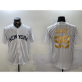 New York Yankees #99 Aaron Judge White HOLBERT Pinstripe Fashion Cool Base Jersey 2