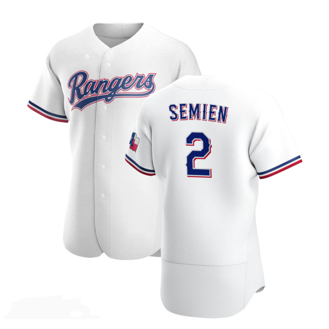 Texas Rangers #2 Marcus Semien White HOLBERT Stitched Flex Base Jersey