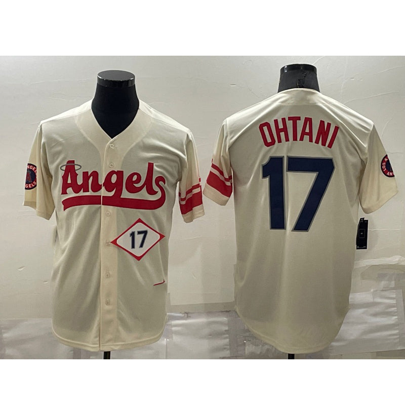 Los Angeles Angels #17 Shohei Ohtani Number Cream HOLBERT 2022 City Connect Cool Base Stitched Jersey