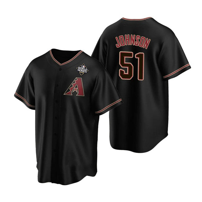 Arizona Diamondbacks #51 Randy Johnson Black HOLBERT 2023 World Series Cool Base Stitched Jersey