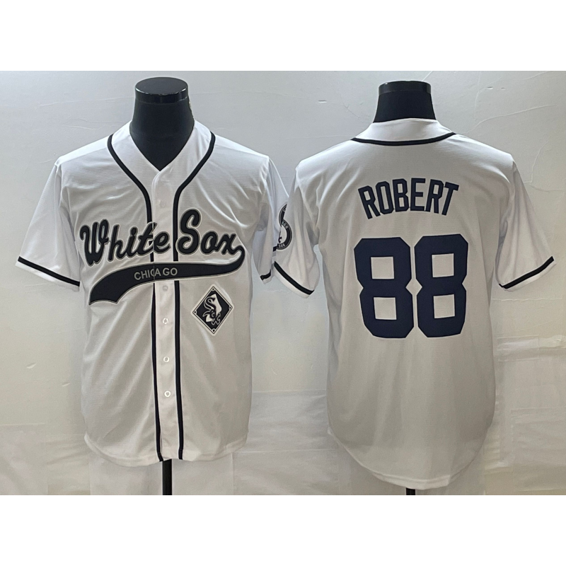 Chicago White Sox #88 Luis Robert White HOLBERT Cool Base Stitched Jersey