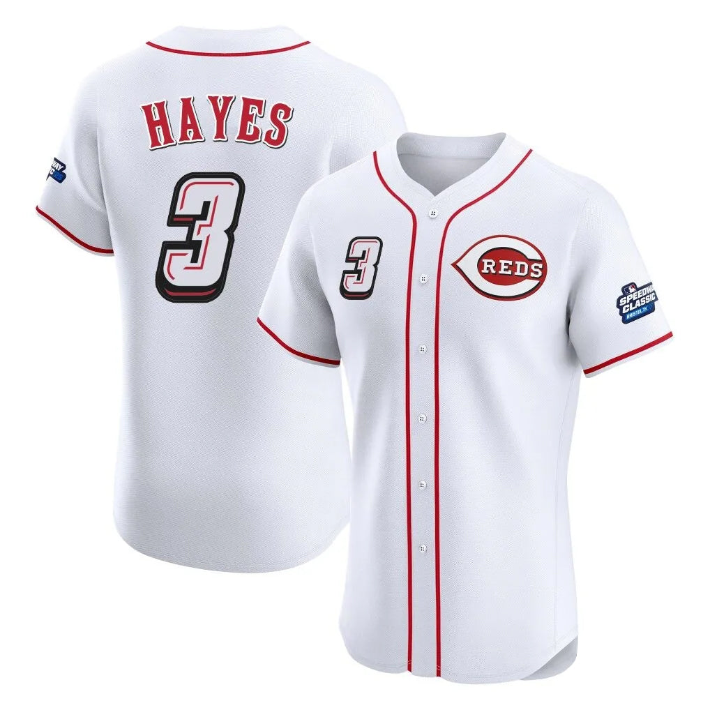 Cincinnati Reds #3 Ke'Bryan Hayes Player White HOLBERT Speedway Classic Limited Elite Home Stitched Jerseys
