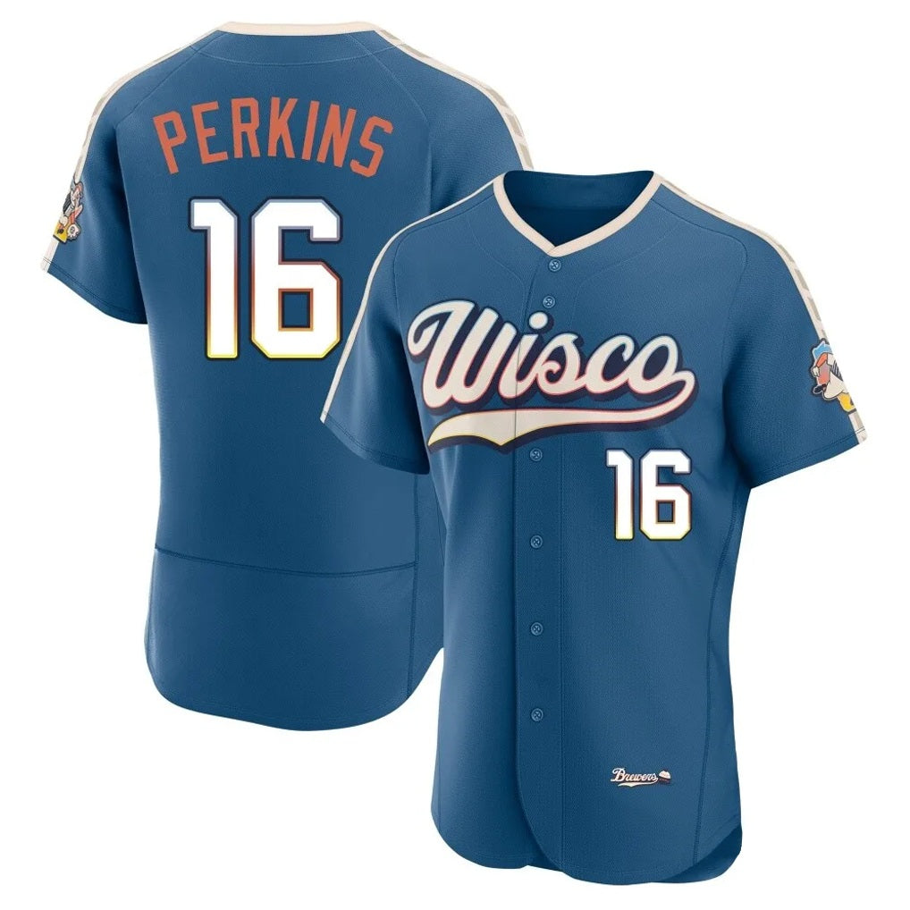 Milwaukee Brewers #16 Blake Perkins Player Blue HOLBERT 2026 City Connect Home Limited Elite Stitched Jerseys