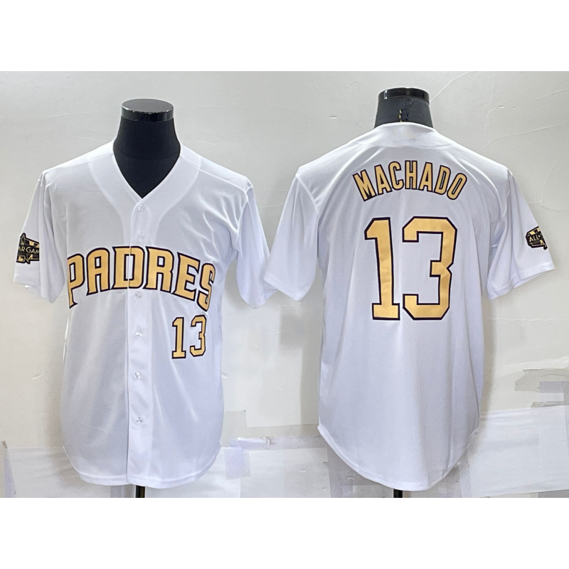 San Diego Padres #13 Manny Machado Number White HOLBERT 2022 All Star Stitched Cool Base Jersey