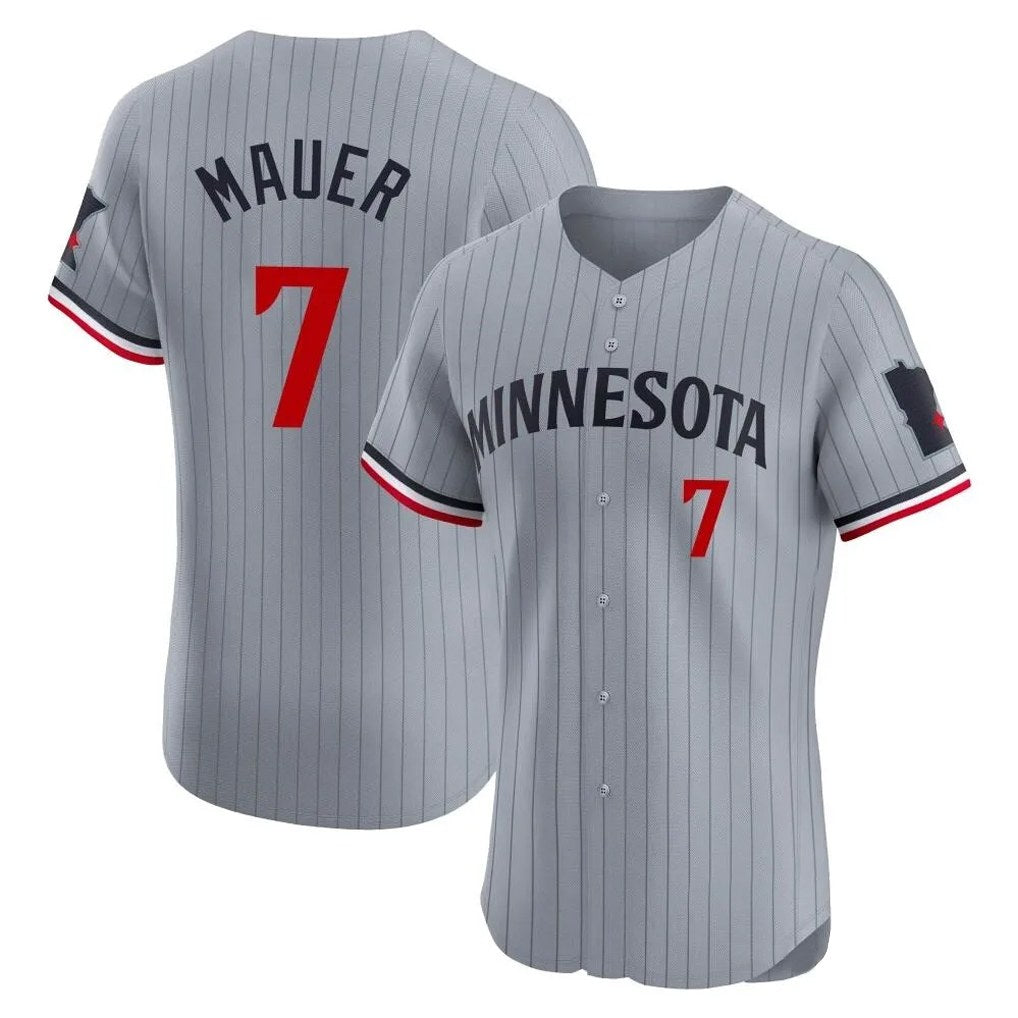 Minnesota Twins #7 Joe Mauer Player Gray HOLBERTHome Limited Elite Stitched Jerseys