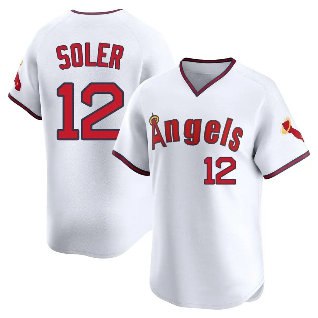 Los Angeles Angels #12 Jorge Soler Player White HOLBERT T-shirt Home Limited Stitched Jerseys