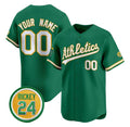 Custom Oakland Athletics Active Player Green HOLBERT Rickey Henderson Patch Vapor Premier Limited Stitched Jersey