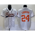 Detroit Tigers #24 Miguel Cabrera White HOLBERT Cool Base Stitched Jersey
