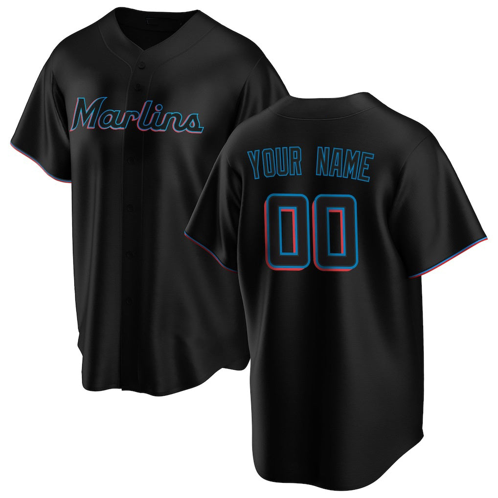Custom Miami Marlins Black HOLBERT Alternate Replica Jersey