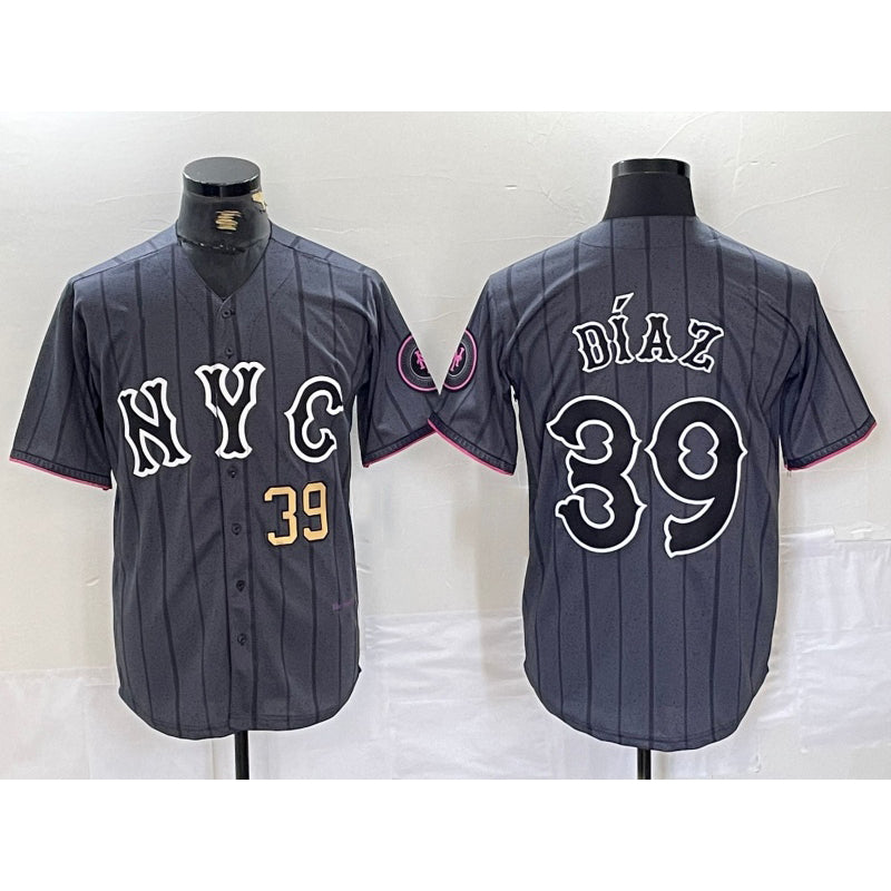 New York Mets #39 Edwin Diaz Gray HOLBERT 2024 City Connect Cool Base Jersey 3