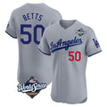 Los Angeles Dodgers #50 Mookie Betts Player Gray HOLBERT World Series Limited Elite Home Stitched Jerseys