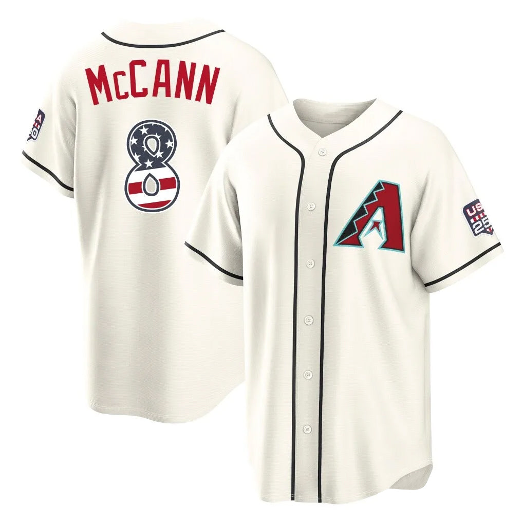Arizona Diamondbacks #8 James McCann Player Cream HOLBERT USA 250 Fourth of July Home Game Stitched Jerseys