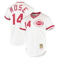 Cincinnati Reds #14 Pete Rose Player White HOLBERT Mitchell & Ness Throwback Cooperstown Mesh T-shirt Game Stitched Jerseys