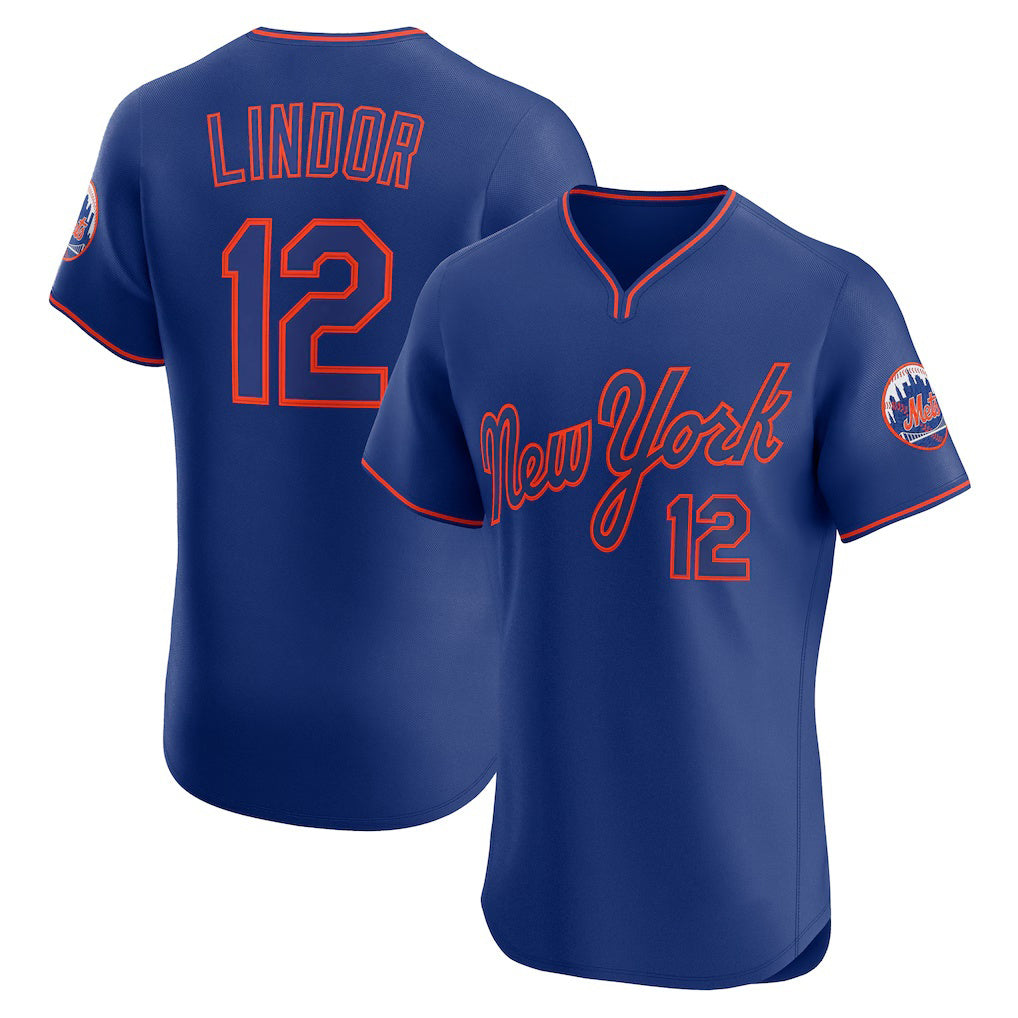 New York Mets #12 Francisco Lindor Royal HOLBERT Alternate 2 Elite Jersey