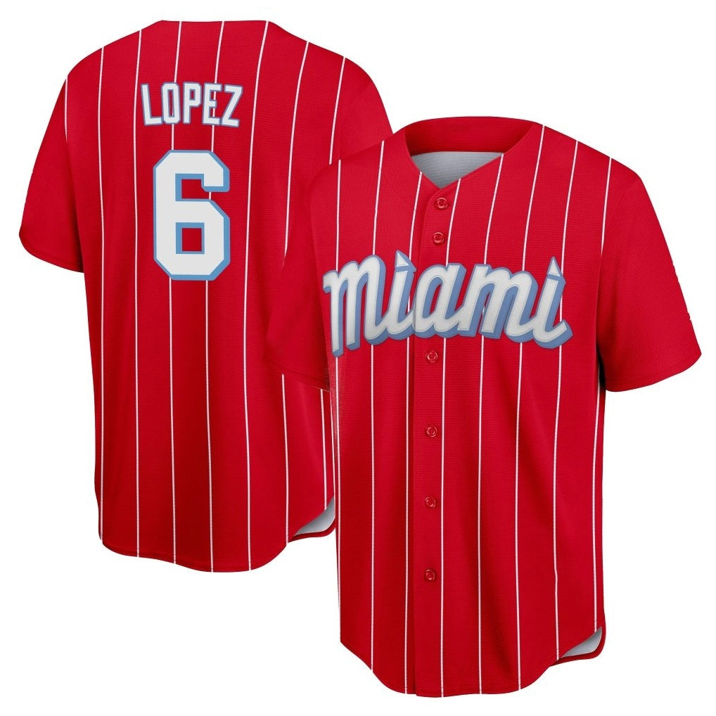 Miami Marlins #6 Otto Lopez Player Red HOLBERT City Connect Home Game Stitched Jerseys